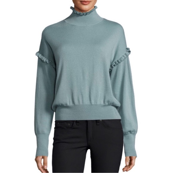 Rebecca Taylor Merino Wool‎ Ruffle Turtleneck Sweater size Medium - Picture 1 of 9